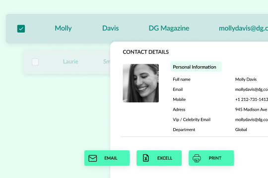 product screen of launchmetrics contact management software
