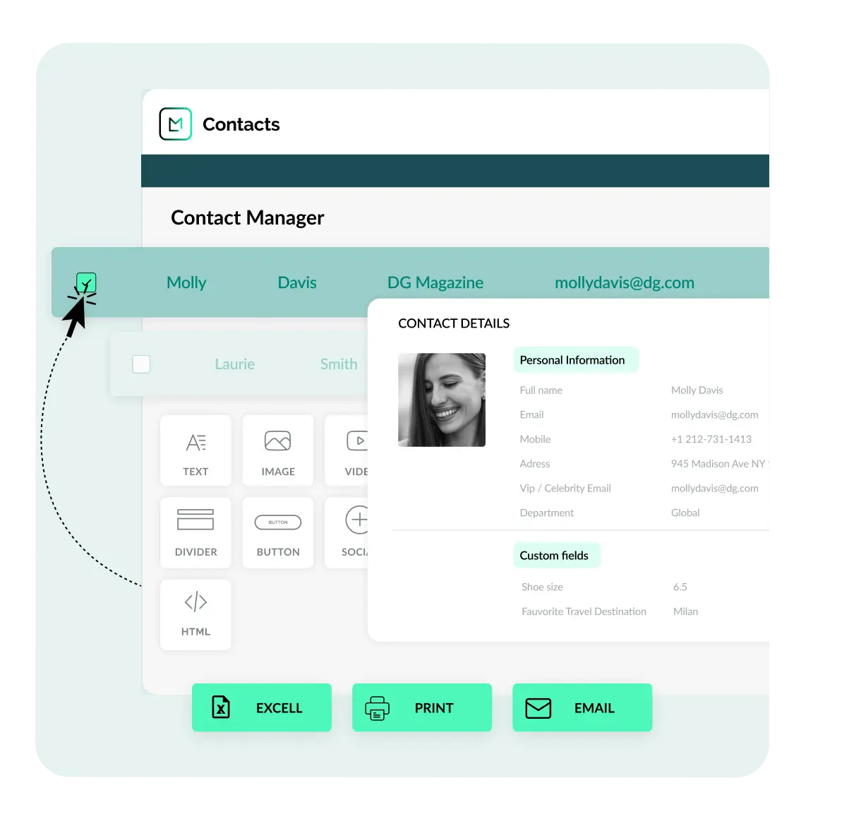 drag and drop feature of contact management software