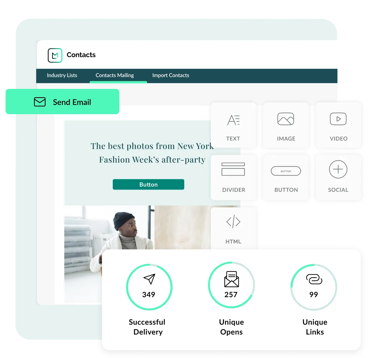 emailing feature of the contact manager software 