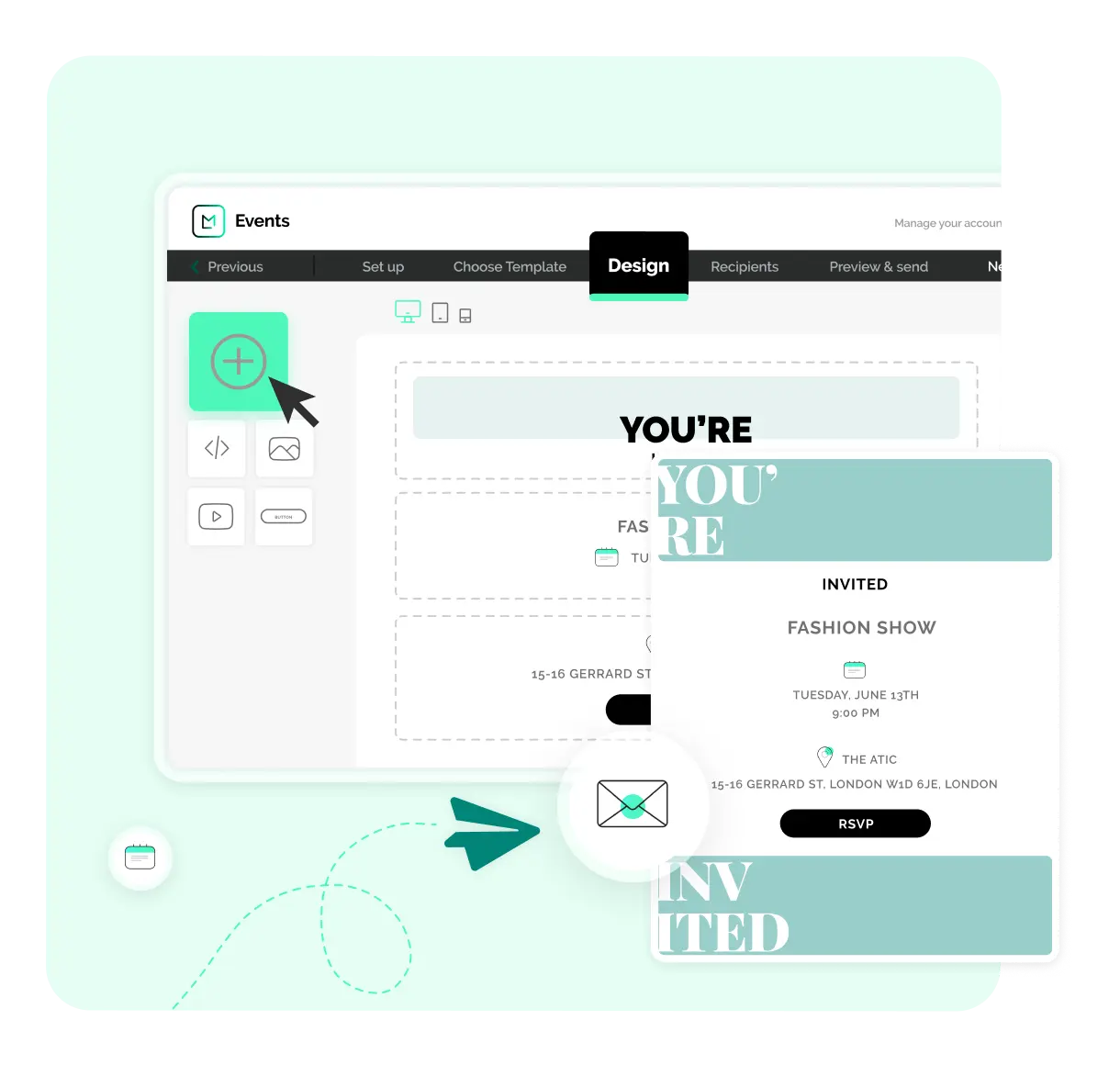 creating an email to send for event registration