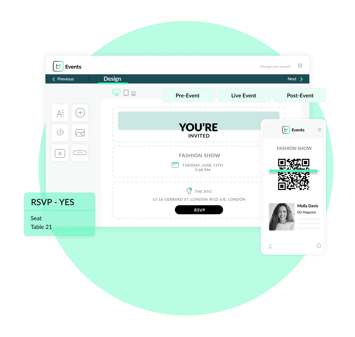 software screen showing event management software