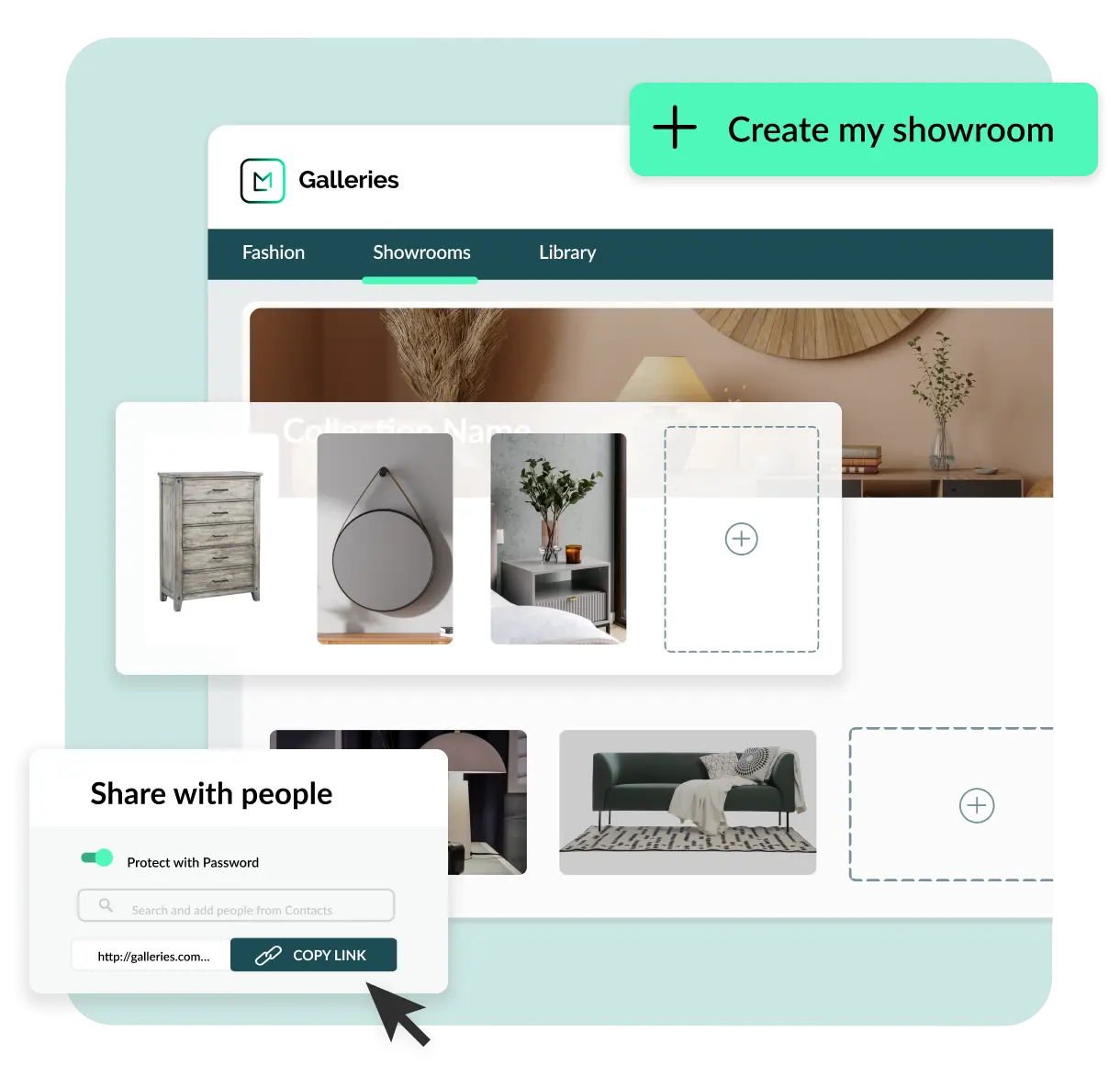 digital showroom feature of furniture marketing strategy software