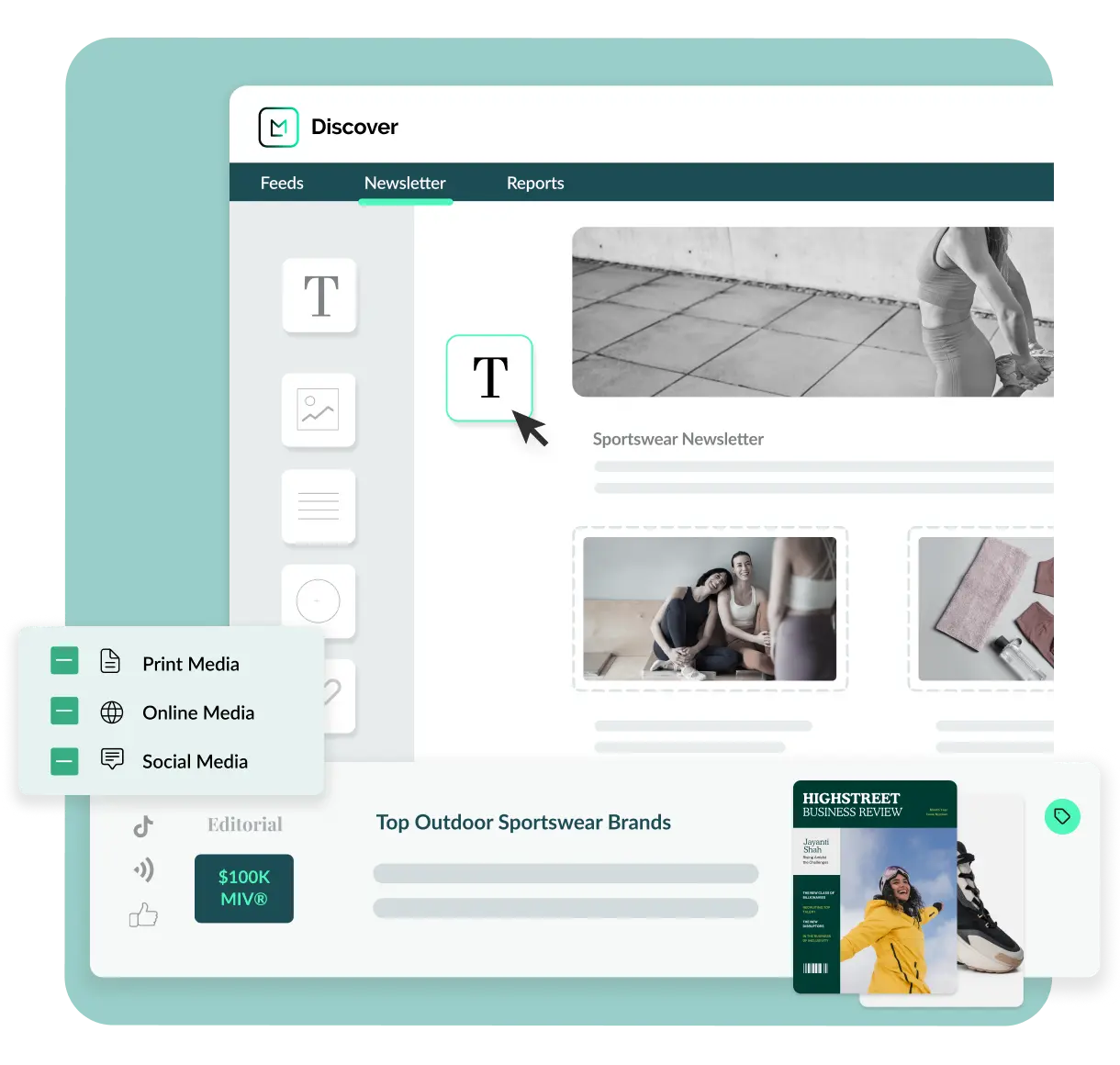 media monitoring feed in the sportswear software